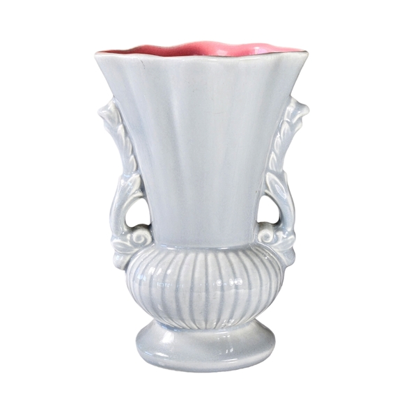 Vintage Red Wing Pink And Gray 8 in Vase Art Deco 1354 Urn Style - Picture 1 of 11